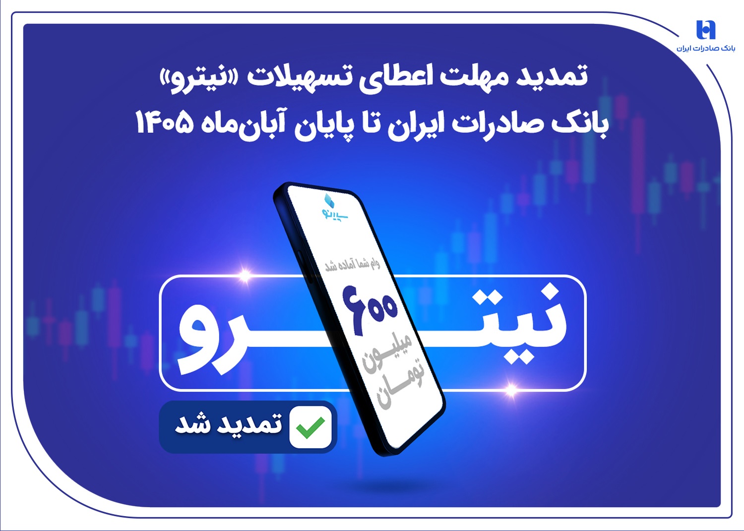 تمدید مهلت اعطای تسهیلات «نیترو» بانک صادرات تا پایان آبان‌
